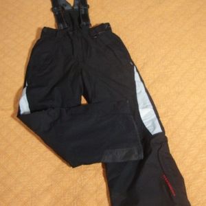 MAIER Germany Ski Pants KIDS Black Gray Suspenders Snow Board Euro 140 US 8-10
